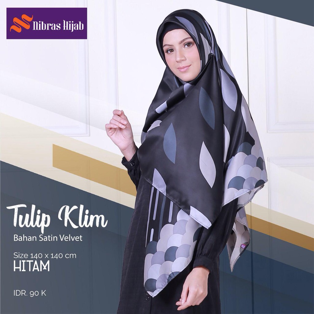 HIJAB SCRAFT SEGIEMPAT TULIP KLIM BAHAN SATEN VELVET NIBRAS HIJAB MURAH FASHION STYLE  jilbab lebar