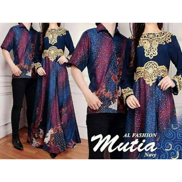 Couple batik sutra mutia navy pakaian Batik murah baju Batik Couple murah baju pasangan murah