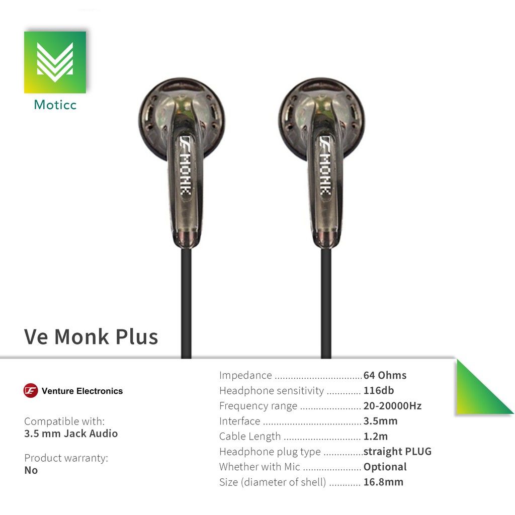 Venture Electronics Ve Monk Plus Earbud Hifi Earphone VeMonk