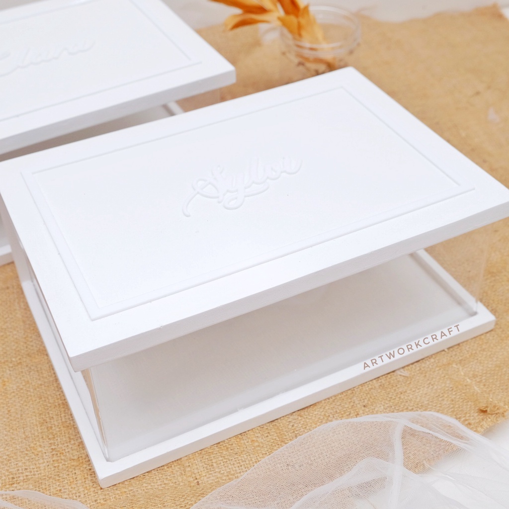 

Kotak Box Kayu ACRYLIC L / Box Bridesmaid Groomsman / Box Hampers Kayu Manyue Tingjing Sangjit ACRYLIC L