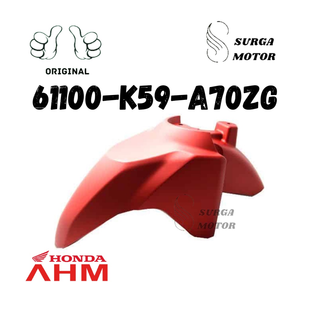 Spakbor Slebor Sepakbor Selebor Depan Fender FR  Front Red Merah New Vario 150 Vario150 K59J Ori Asl