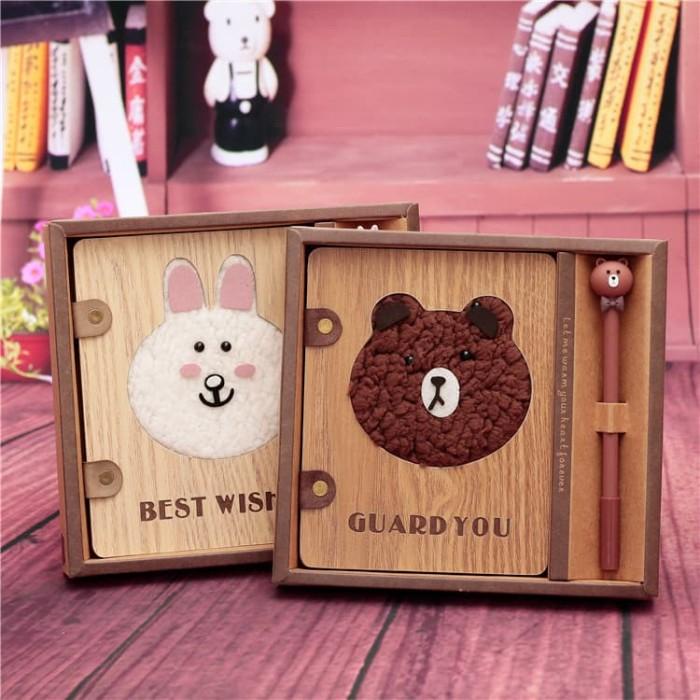 

Nb Notebook Line Brown Cony Buku Tulis Agenda Diary Fur Bulu Nb07