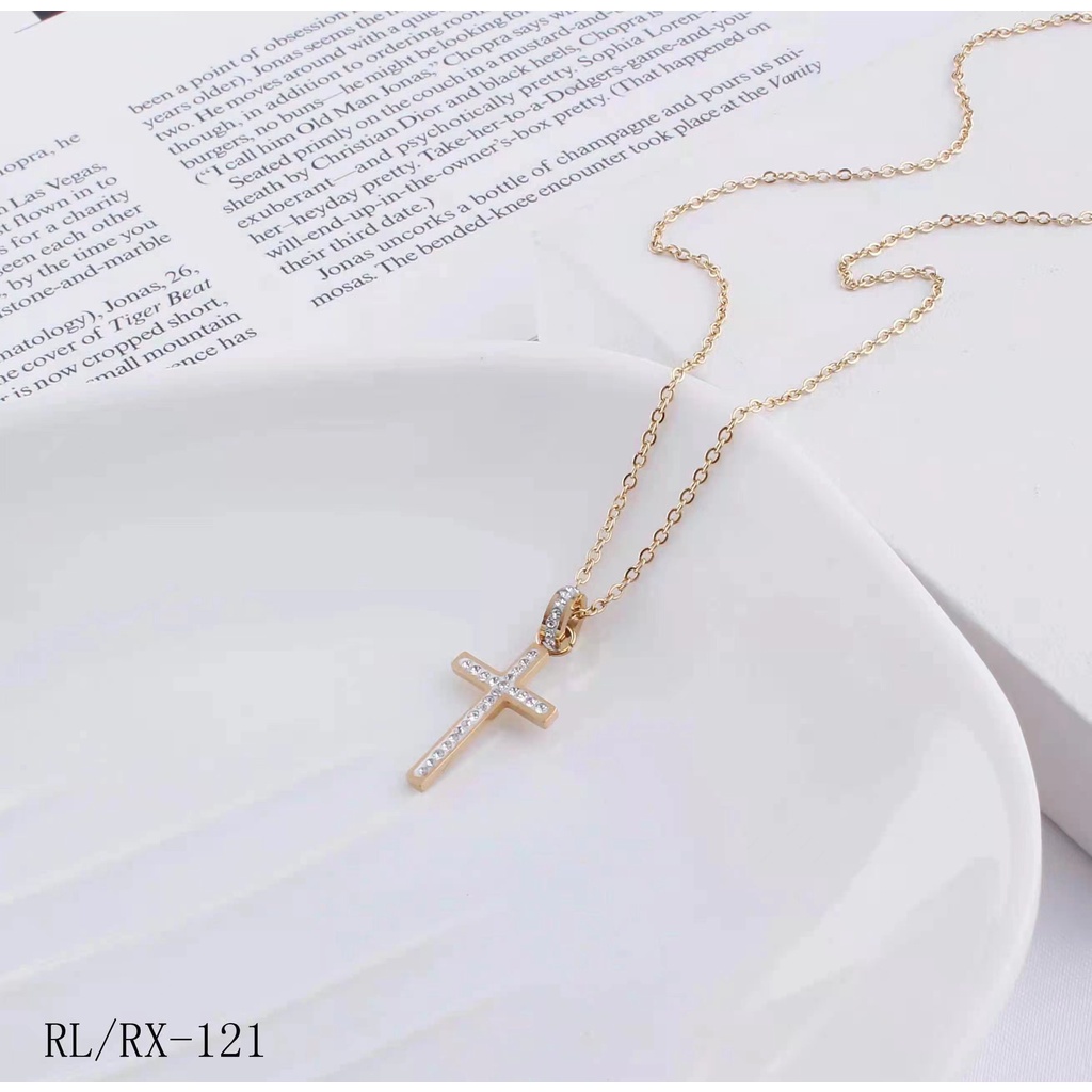 Titanium Kalung Cross Permata Perhiasan Fashion Jewellery 121