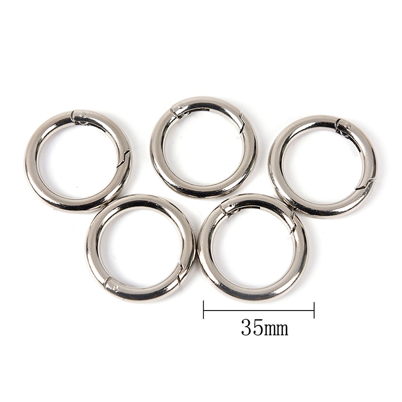 {LUCKID}5pcs circle metal carabiner hook snap round clip hook keychain outdoor 35mm