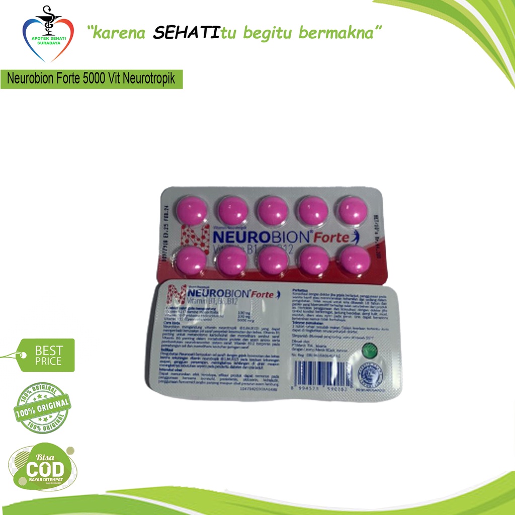 NEUROBION FORTE 5000 PER STRIP ISI 10 TAB VITAMIN NEUROTROPIK KESEMUTAN