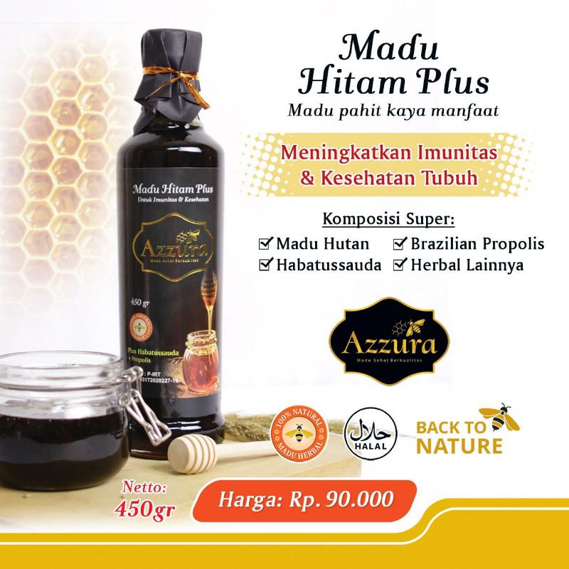 

Madu Hitam Pahit Plus Azzura 450gr Murni