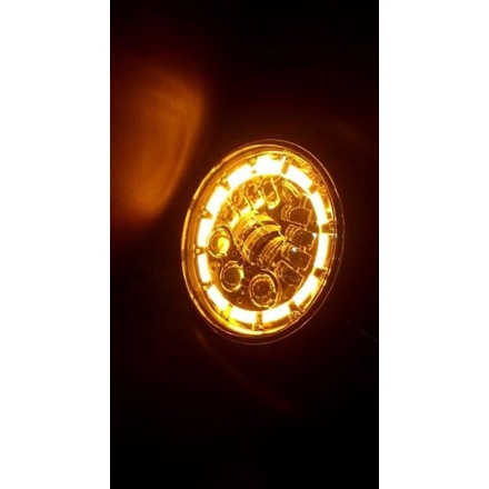 Lampu Daymaker 7 inch New lampu depan 16 LED mata dot.sae dus hitam Angel eye