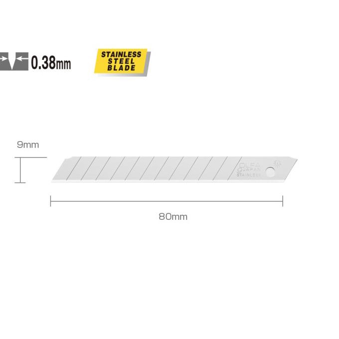 

Unik Refill Cutter 9Mm Stainless Steel Spare Blade Ab-10S (10Pcs Pack) Olfa Sale!!!