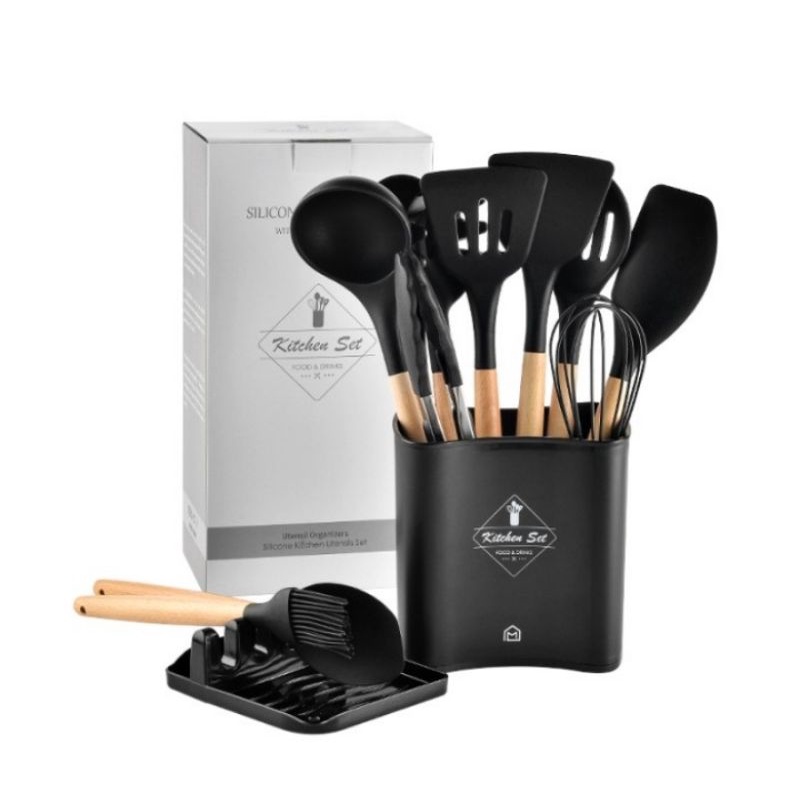 Square bucket utensil set 13pcs 1092 silicone utensil set kitchen set