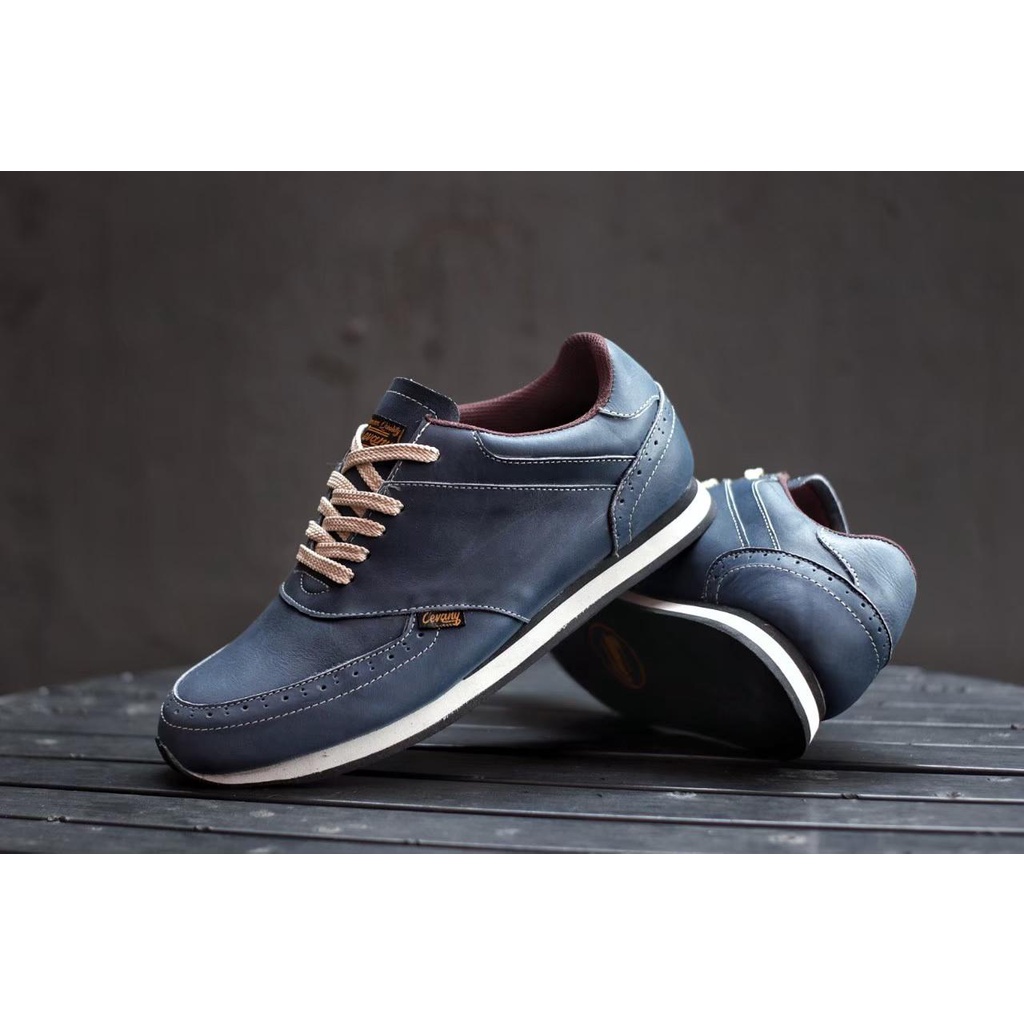 Sepatu Sneakers Kulit Asli Sepatu Kulit Original Sepatu Kasual Pria Sepatu Santai Keren Sepatu Pria 