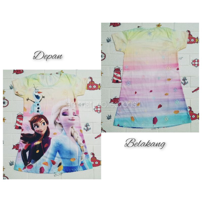 Dress Anak Perempuan Daster Anak Printing Baju Anak Cewek Motif Frozen