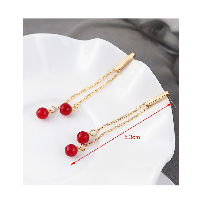 LRC Anting Tusuk Fashion Plated Gold Ball Tassel S925 Silver Needle Stud Earrings Y62319