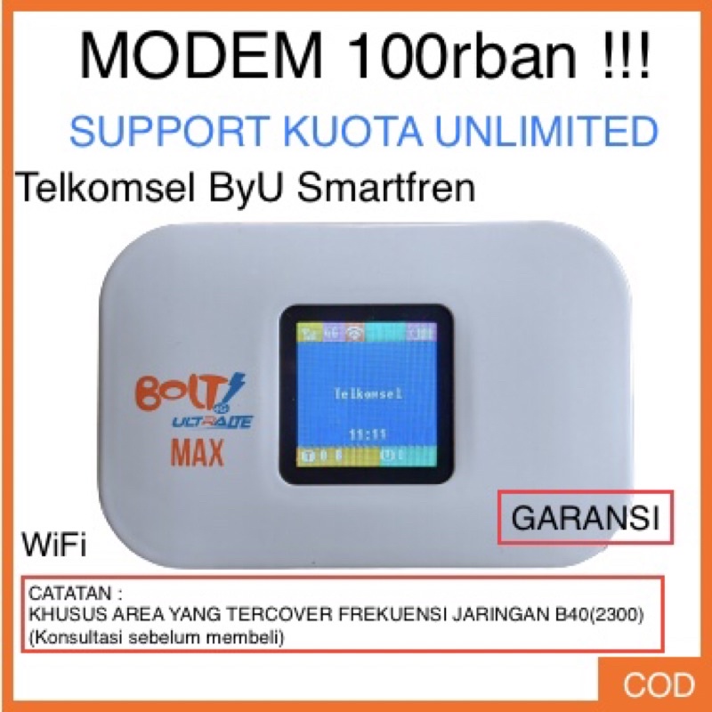 Modem Wifi 4G Unlock Jaringan B40(2300) MiFi Bolt Aquila Bolt Juno Support Kuota Unlimited