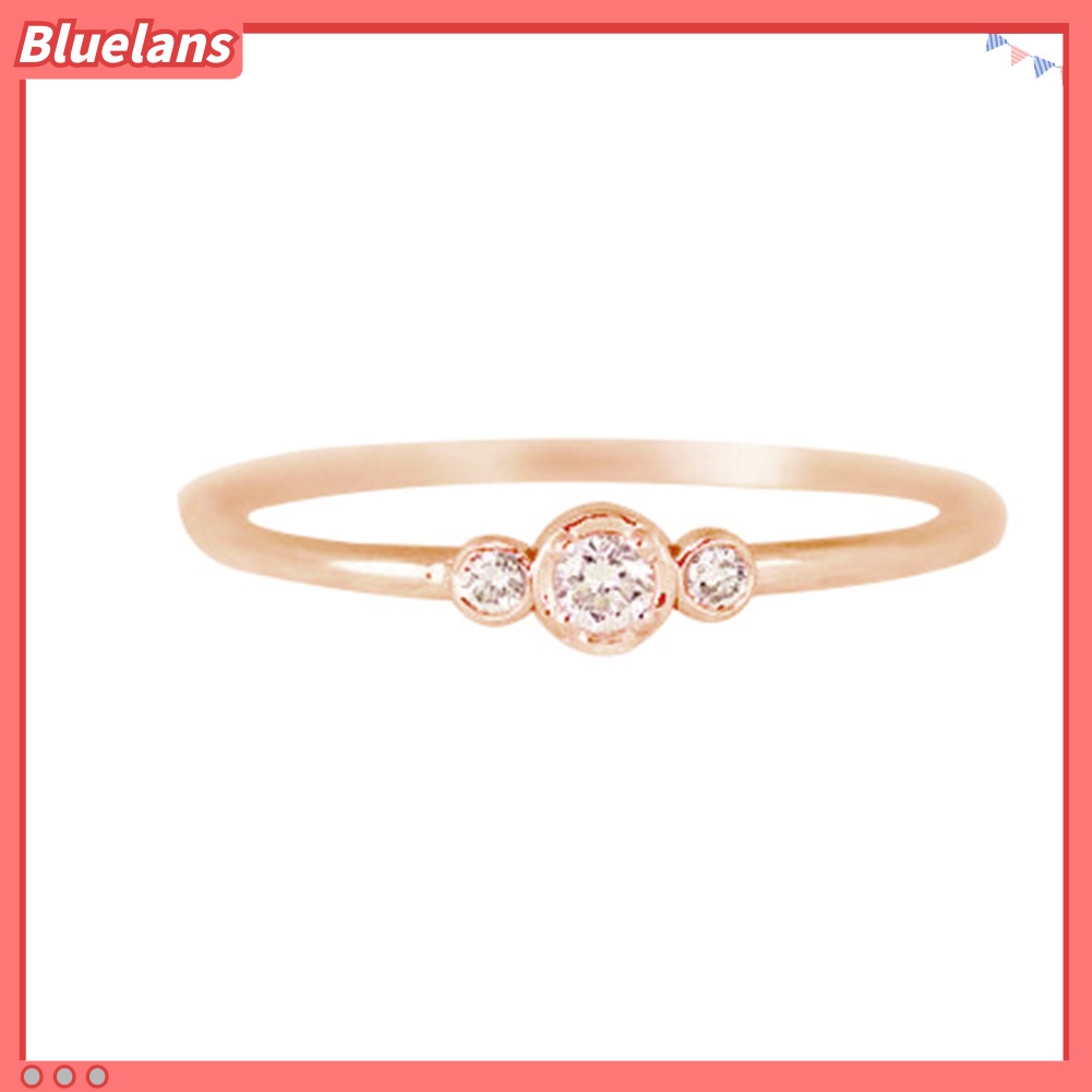 Bluelans Fashion Simple 3 Zircons Alloy Charm Ring Anti Allergy Women Lady Jewelry Gift