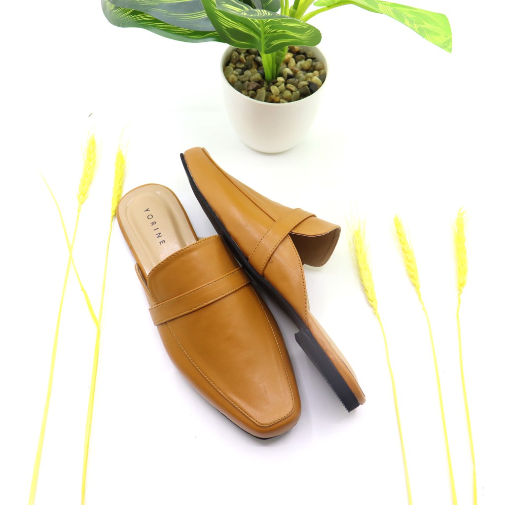 Sepatu Selop Trendy Flat Slip On Mules Model Bustong Kekinian LiLYANA