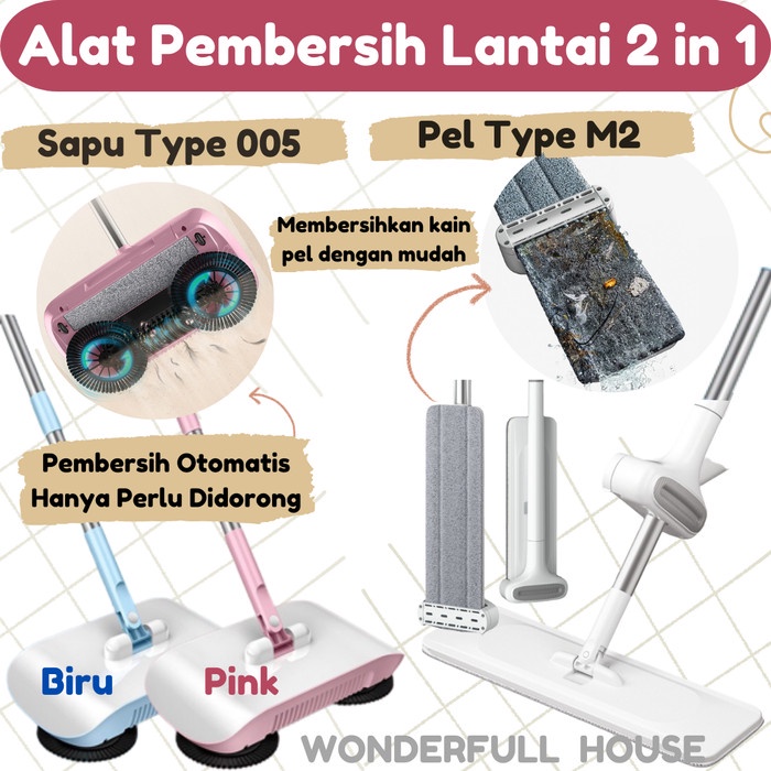 Alat Pel Praktis Sapu Lantai Otomatis Ultra Broom Alat Pel Lantai Otomatis Clear Mop  Sapu Dorong Pembersih Lantai Pembersih Debu