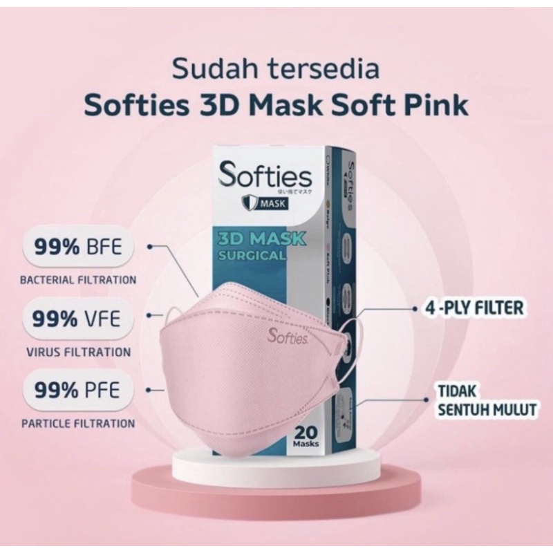 Masker Softies 3D Surgical Mask Model KF94 original