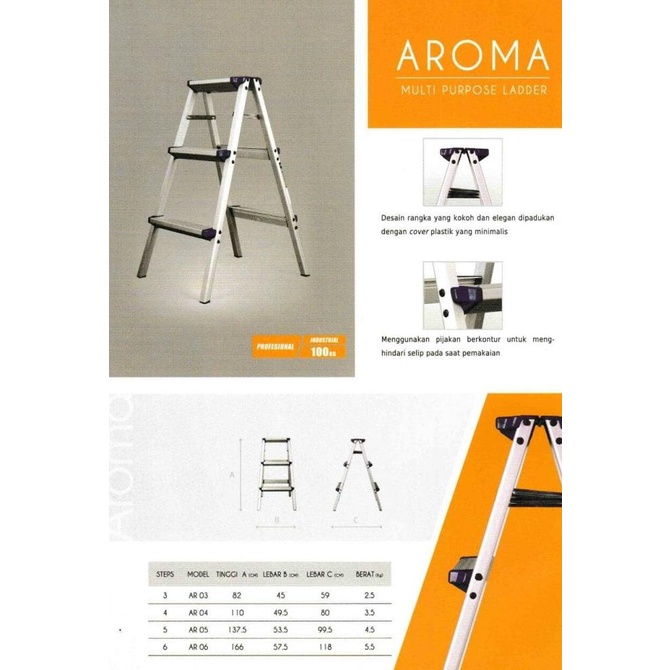 Tangga lipat Aluminium Aroma Fortuna 82cm Star Seller Termurah