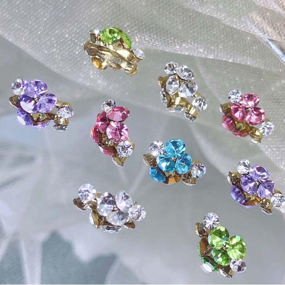 AUGUSTINA Augustina Nail Art Diamond DIY Shiny Nail Charms Warna-Warni Flat Bottom Diamond Nail Dekorasi