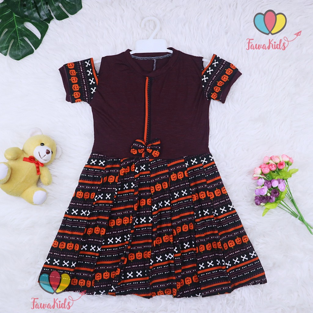 (Rample) Dress Sabrina uk 4-5 Tahun / Dres Anak Perempuan Baju Cewek Lengan Pendek Harian Gaun Motif