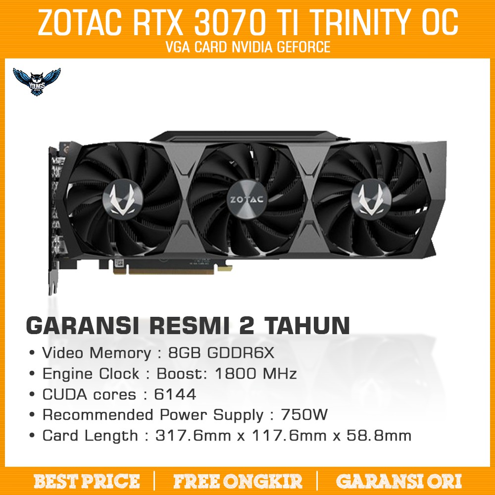 VGA ZOTAC RTX 3070 Ti TRINITY OC - 8GB DDR6X Nvidia Geforce 3070Ti