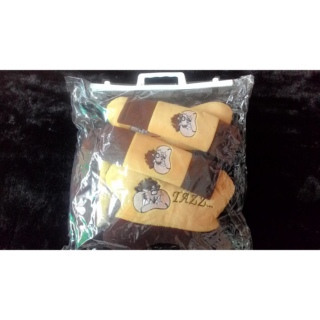 Bantal Mobil TAZZMANIA Cokelat 3in1 Car Set Pillow Sandaran Leher Kepala Tazz Brown Bantal Tazmania