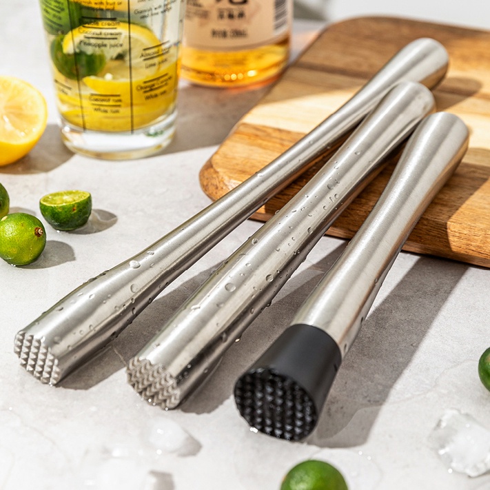 HOVELSHOP Alat Penumbuk Buah Gerusan Penghancur Es Muddler Cocktail Ice Crusher Stainless Steel