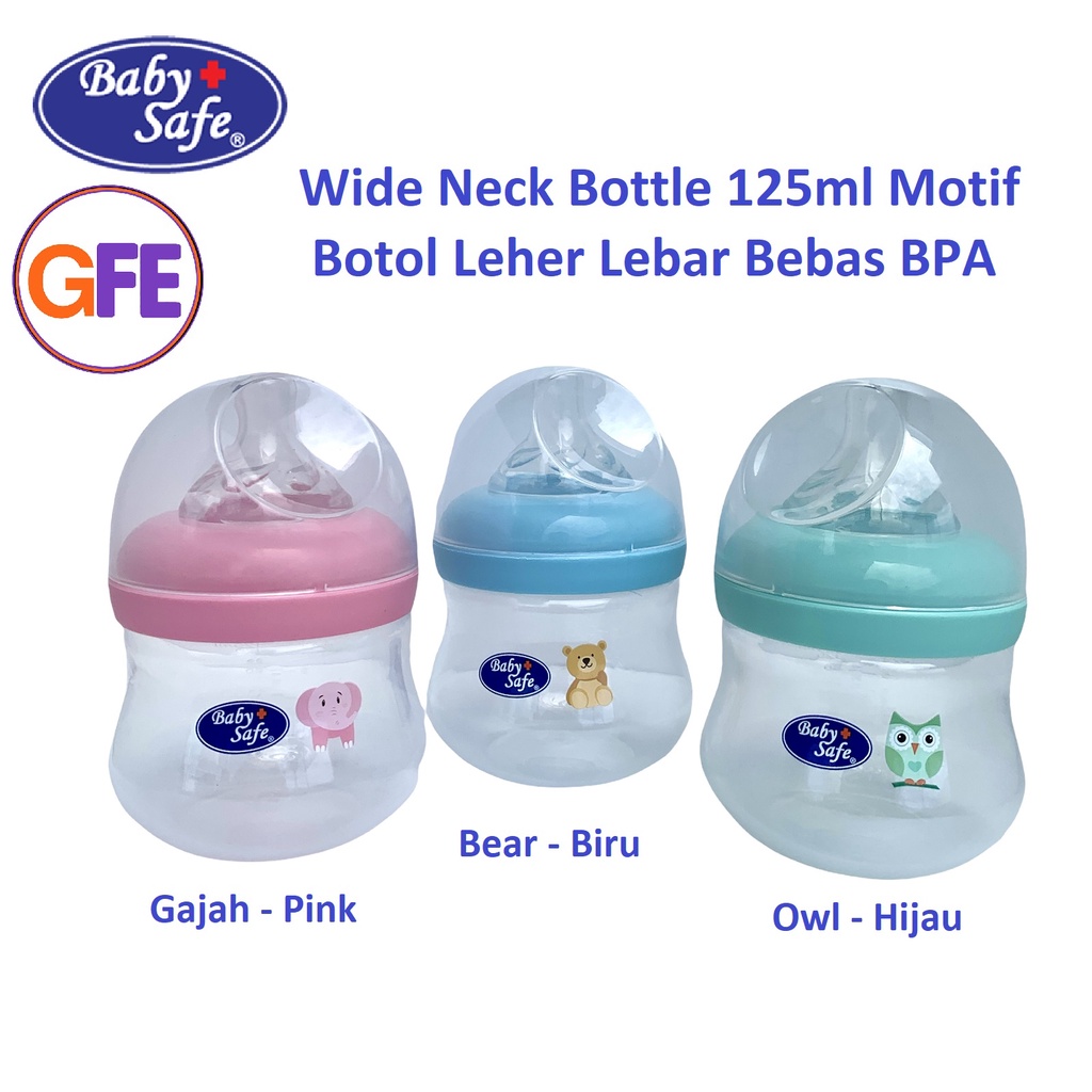 Baby Safe Botol Wide Neck Single Bergambar 125 ml