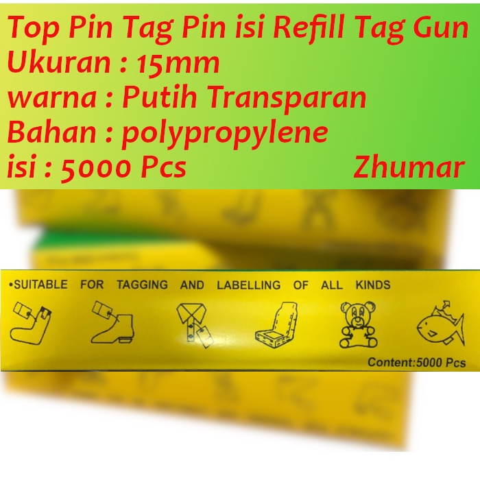 Top pin Tag pin isi Refill Tag Gun Alat tembak Label 15mm 5000Pcs