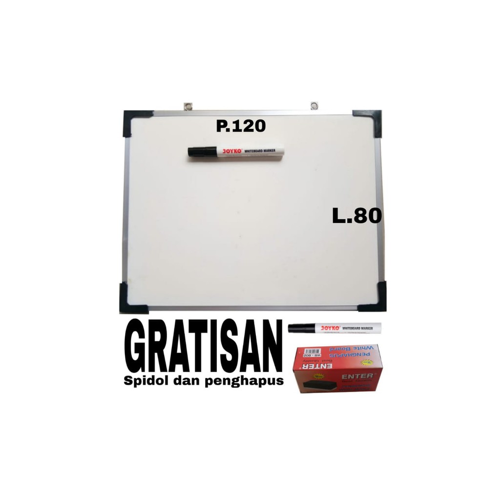 

whiteboard size 120x80 papan tulis putih