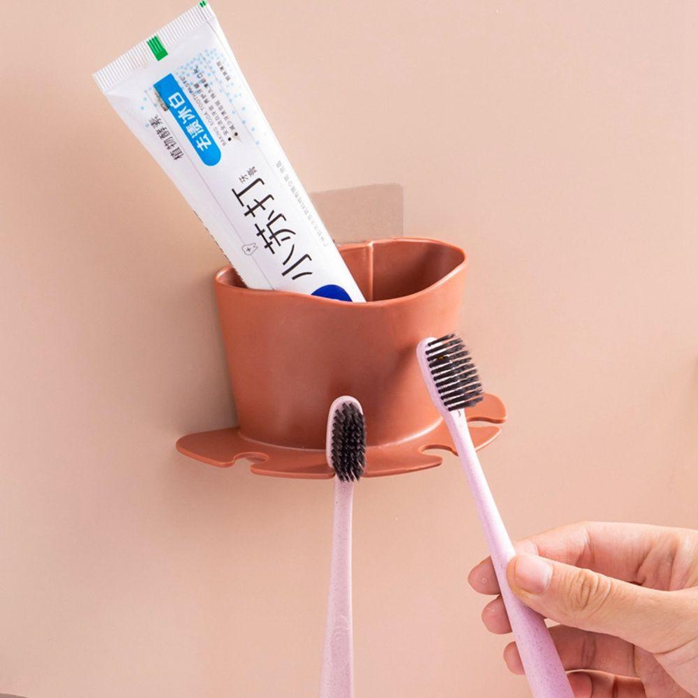 【 ELEGANT 】 Tempat Sikat Gigi Rak Alat Cukur Tempel Dinding Plastik Tooth Brush Organizer