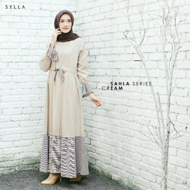 Gamis Syari Couple Dress Katun Busui Hamil SAHLA Pesta Daily Casual Maxy Original Sylla Hijab Muslim