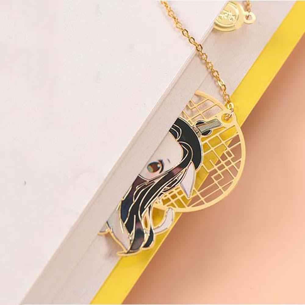 Lanfy Tian Guan Ci Fu Gaya China Vintage Xie Lian Fringed Pendant Metal Penanda Buku Hua Cheng