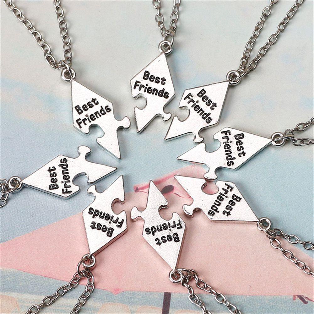 Lily 8Pcs/Set Best Friend Kalung Hadiah Liontin Pesona Potongan Puzzle