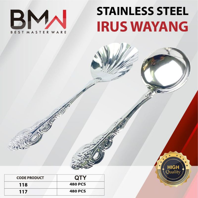 servis Centong sendok sayur irus saji prasmanan / sendok lauk prasmanan stainless model kerang wayang