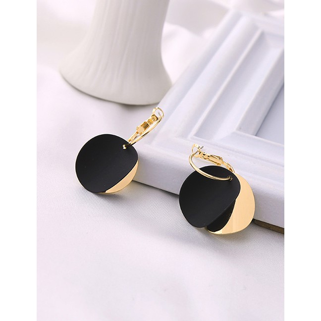 LRC Anting Tusuk Fashion Black Geometric Drops S925 Sterling Silver Earrings D17361