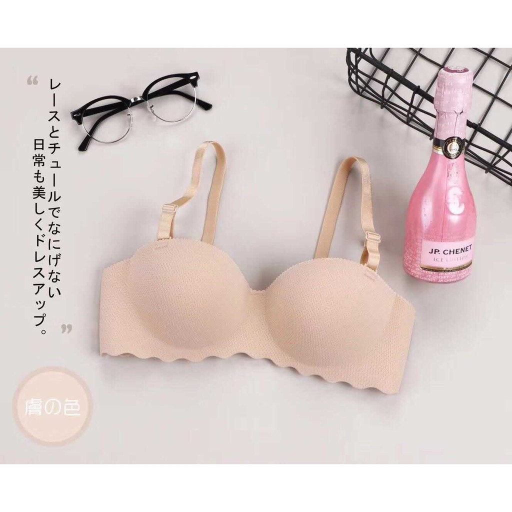 TF BRA Seamless Push Up Pengait Pakaian Dalam BH Wanita Bralette Bahan Lembut-Cream