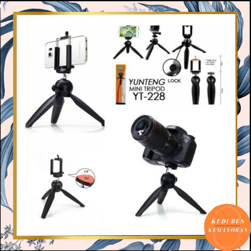 Mini Tripod Yunteng Yt-228 / tripod yunteng multifungsi untuk tongsis yunteng multifungsi tripod