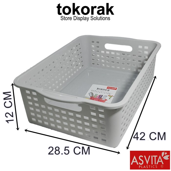 KERANJANG BIANCA BK-187 ASVITA STORAGE BASKET KERANJANG PLASTIK SEGI