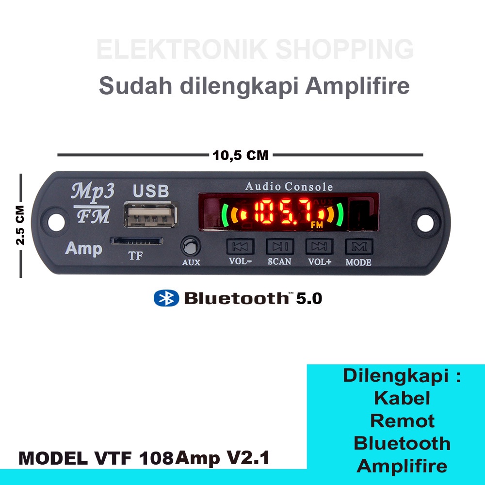 Modul Mp3 Bluetooth 12v sudah dilengkapi Amplifire