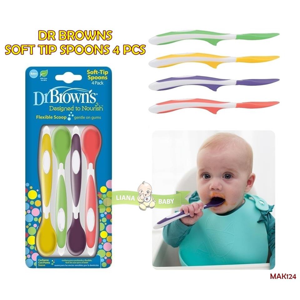 MAK124 SENDOK DR BROWNS SOFT TIP SPOONS 4 PCS SENDOK ANAK SENDOK BAYI