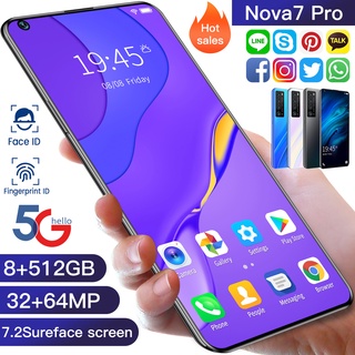 bisa cod Nova 7 Pro Layar 7.3 inci 12GB RAM 512GB ROM Ponsel 4G Jaringan  handphone promo Asli