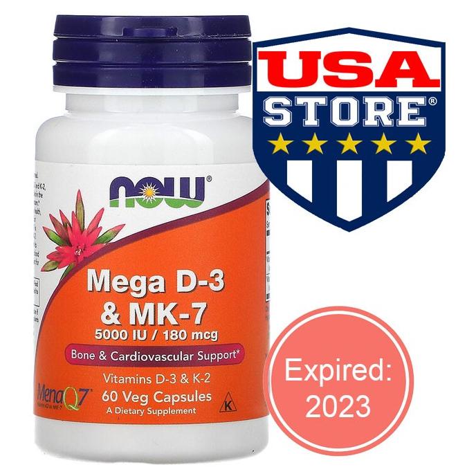NOW MEGA D-3 MK-7 5000 IU 180 MCG FOODS FOOD D3 MK7 K2 K-2 Vitamin Vit