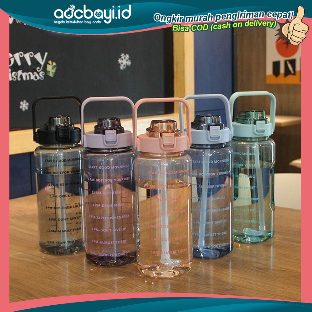 ☀ACCBAYI☀ ACC0048 Botol Minum 2 Liter Botol Air Minum Motivasi Free Stiker