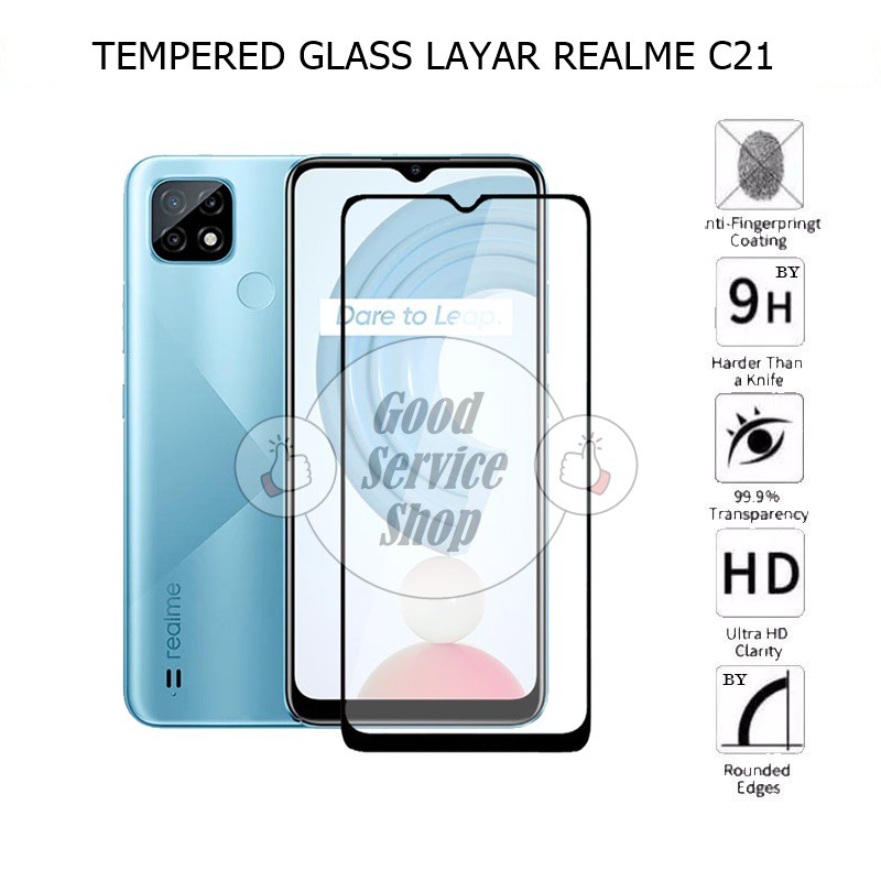 Tempered Glass kaca Layar Realme C21 2021 Full Glue Lem Cover Screen Guard Protector 9D 11D