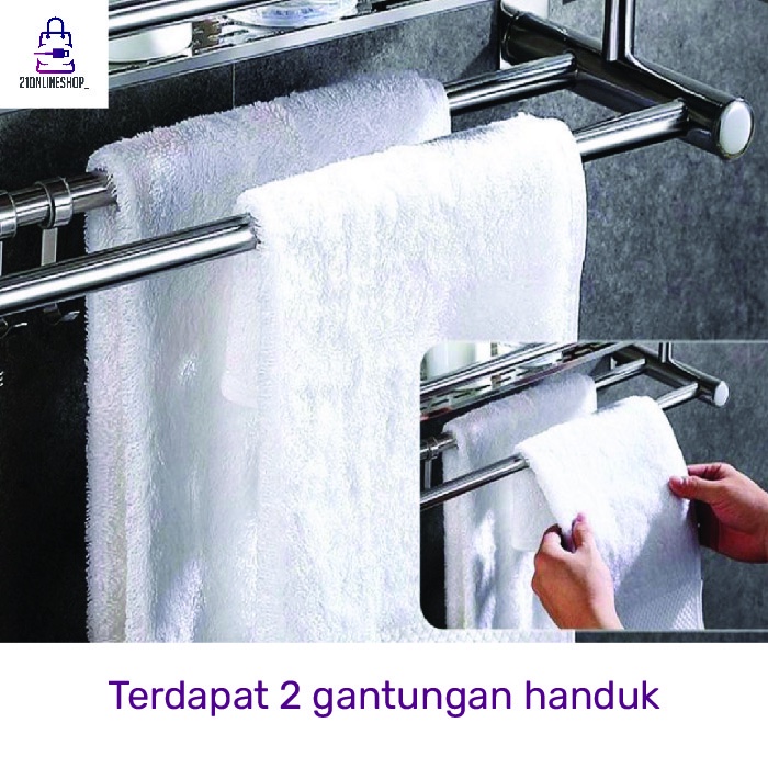 Rak Kamar Mandi Toilet Gantung Dinding Stainless 2 Susun Kamar Mandi