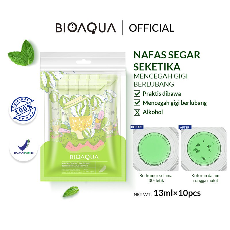 READY BIOAQUA Obat Kumur Probiotic Fragrant Refreshing Mouthwash 13ml x 10pcs Pemutih Gigi Obat Kumur Karang Gigi