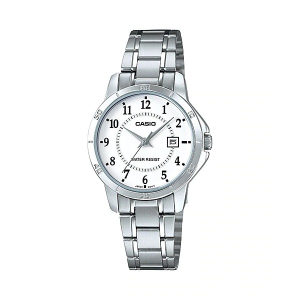 Casio Original LTP-V004D-1B 1B2 / LTP V004D 2B 7B Jam Tangan Wanita Rantai Stainless Silver