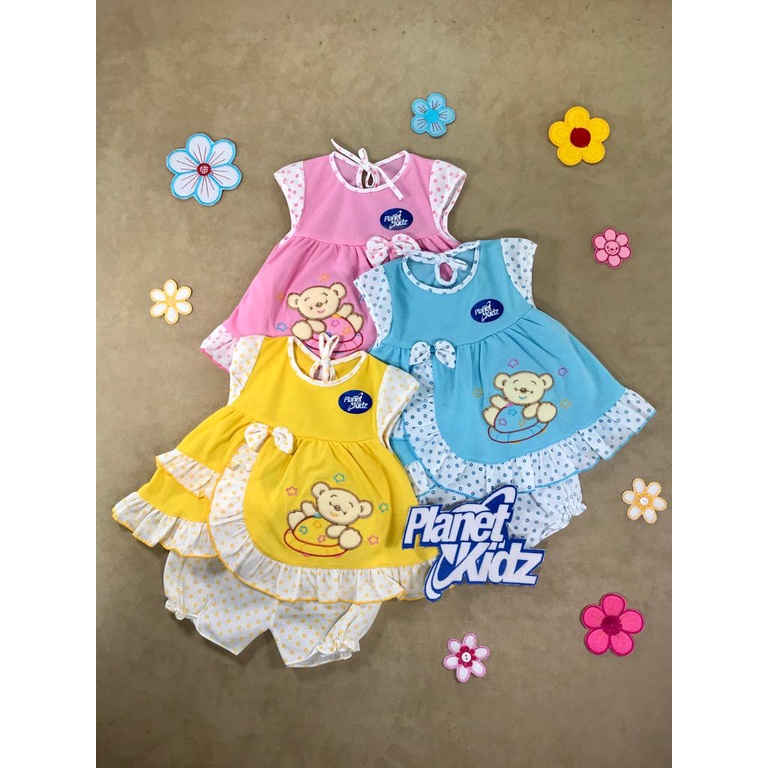 Setelan baju bayi perempuan Dress bayi dan celana pendek bayi Planet kidz baju anak perempuan baru lahir perlengkapan bayi newborn planetkidz planet kids