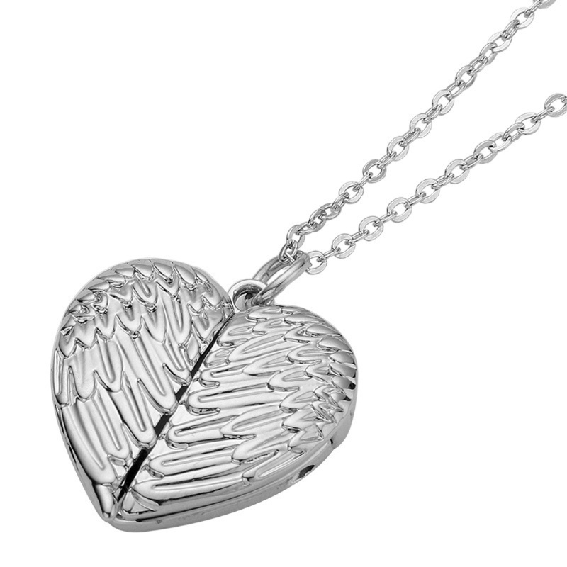 SIY  Heart Sublimation Blanks Angel Wing Love Heart Necklaces Custom Lockable Photo Blank MDF Printable Pendant for Women